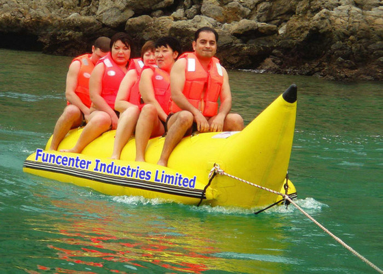 Solo materiales ignífugos impresos del PVC del barco de plátano del tubo amarillo inflable
