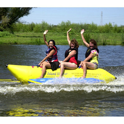 Solo materiales ignífugos impresos del PVC del barco de plátano del tubo amarillo inflable