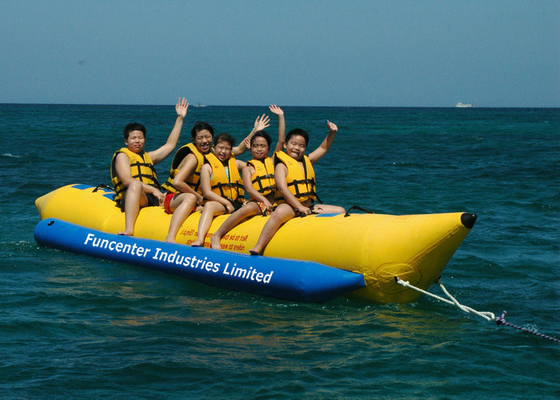 Solo materiales ignífugos impresos del PVC del barco de plátano del tubo amarillo inflable