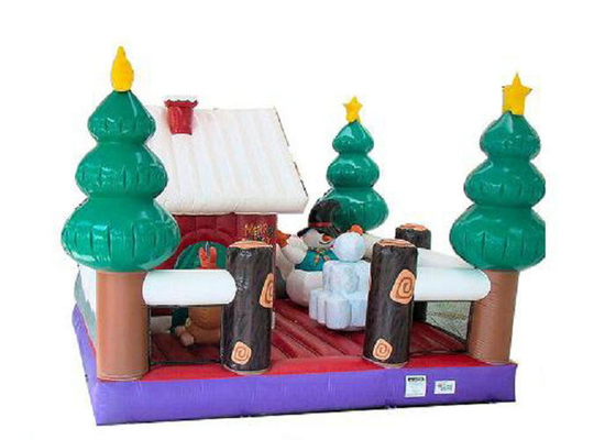casa inflable de la Navidad del PVC de la longitud de los 4m, rasgón inflable de la casa del salto resistente
