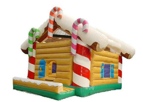casa inflable de la Navidad del PVC de la longitud de los 4m, rasgón inflable de la casa del salto resistente