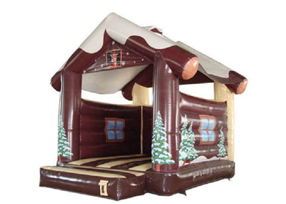 casa inflable de la Navidad del PVC de la longitud de los 4m, rasgón inflable de la casa del salto resistente
