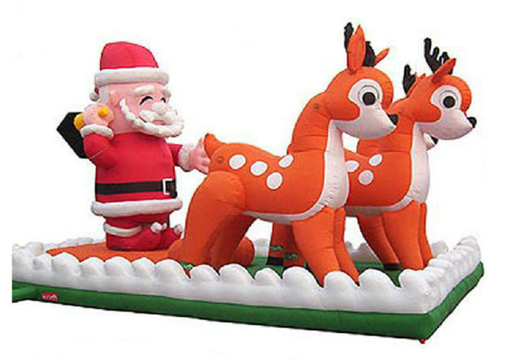 Decoraciones inflables del día de fiesta de Papá Noel con la línea doble de los renos cosida