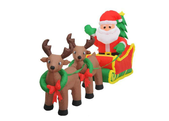 Decoraciones inflables del día de fiesta de Papá Noel con la línea doble de los renos cosida