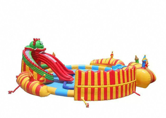 Parque inflable del agua del PVC de Platón con la costura segura de la aguja del doble de la diapositiva de la piscina