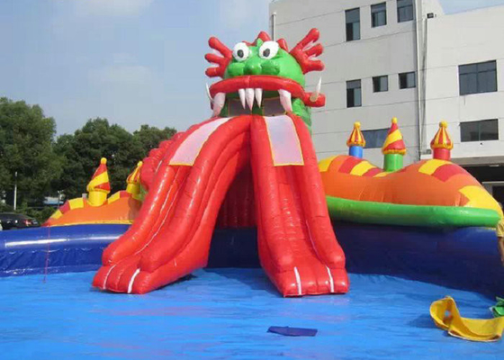 Parque inflable del agua del PVC de Platón con la costura segura de la aguja del doble de la diapositiva de la piscina