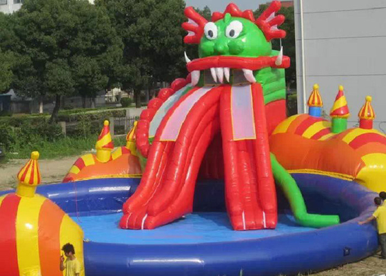 Parque inflable del agua del PVC de Platón con la costura segura de la aguja del doble de la diapositiva de la piscina