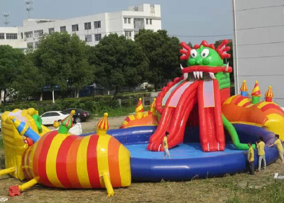 Parque inflable del agua del PVC de Platón con la costura segura de la aguja del doble de la diapositiva de la piscina